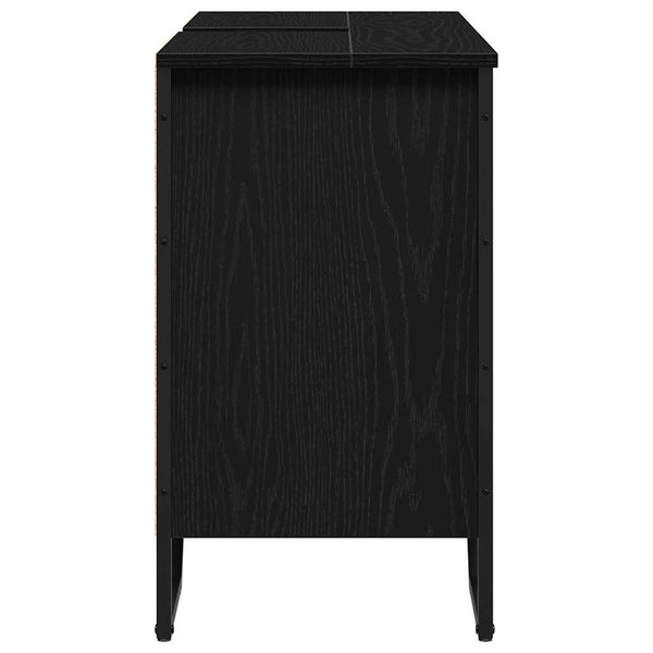 Waschbeckenschrank Schwarz Eichen-Optik 91x35x60 cm