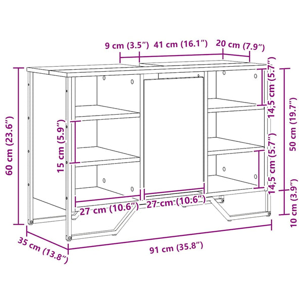 Waschbeckenschrank Altholz 91x35x60cm
