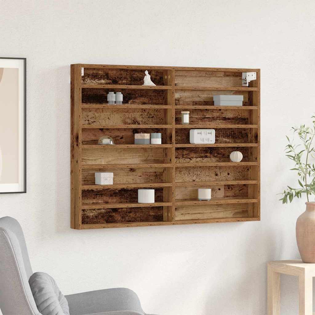 Vitrine mit Regal Altholz Wandmontage