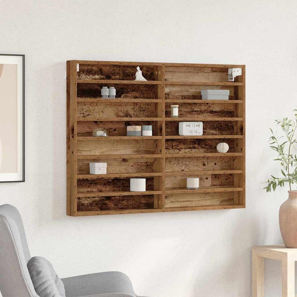 Vitrine mit Regal Altholz Wandmontage