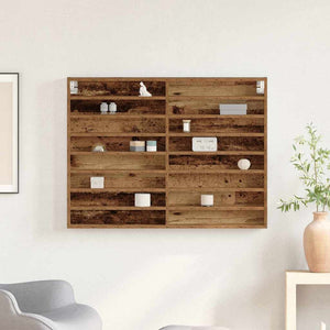 Vitrine mit Regal Altholz Wandmontage
