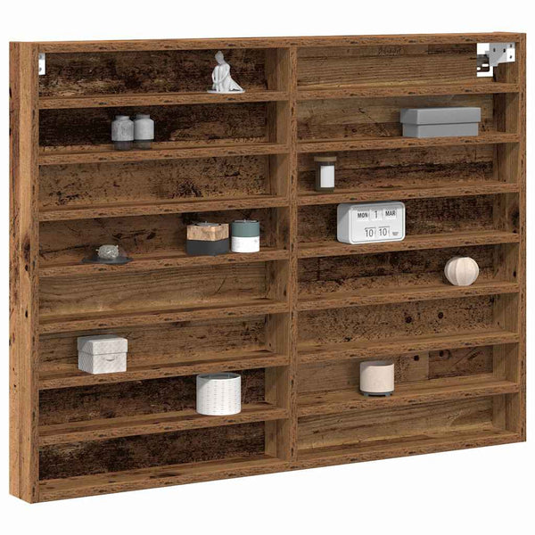 Vitrine mit Regal Altholz Wandmontage