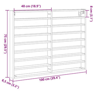 Vitrine mit Regal Altholz Wandmontage