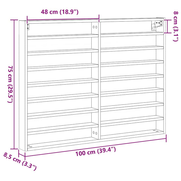 Vitrine mit Regal Altholz Wandmontage
