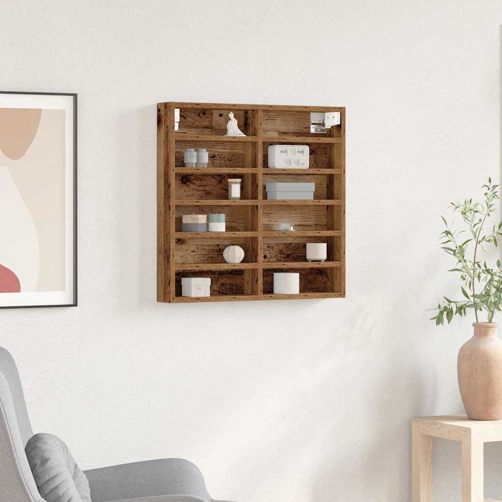 Wandvitrine mit Regal Altholz