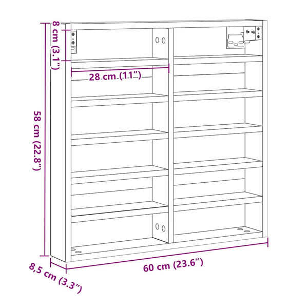 Wandvitrine Artisan Eiche 60 cm