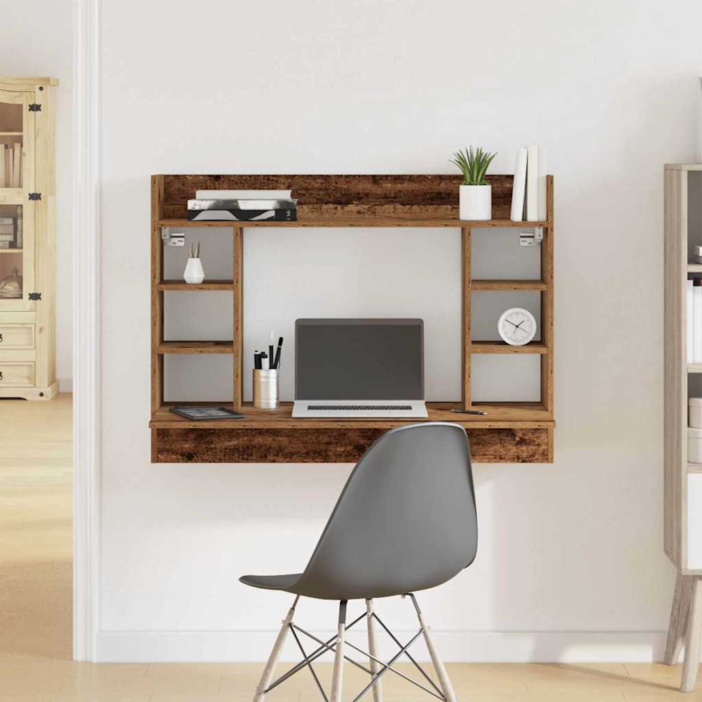Wandtisch mit Regal Altholz 105 cm