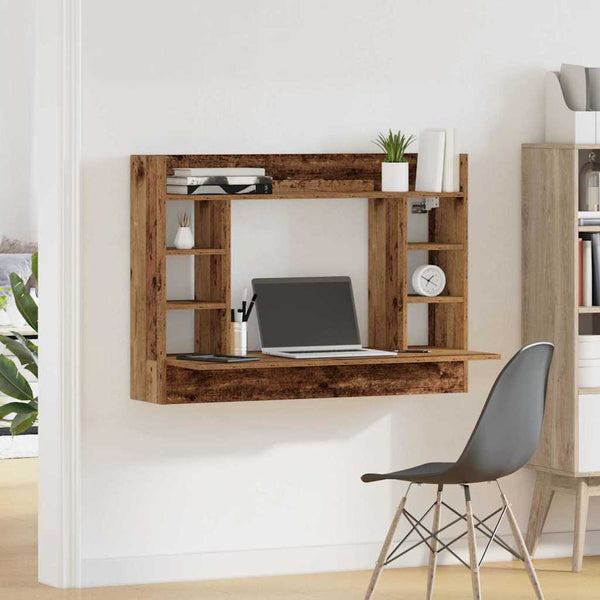 Wandtisch mit Regal Altholz 105 cm