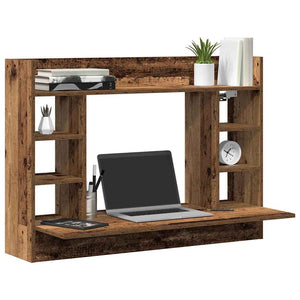 Wandtisch mit Regal Altholz 105 cm