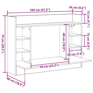 Wandtisch Schwarz Eichenoptik 105 cm