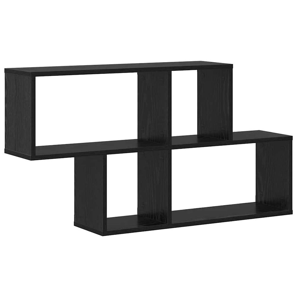 vidaXL Wall Shelf with Shelf Wall Mounted Black Engineered Wood