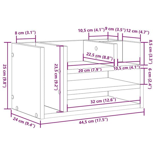 Schreibtisch Organizer Schwarz Eichen-Optik