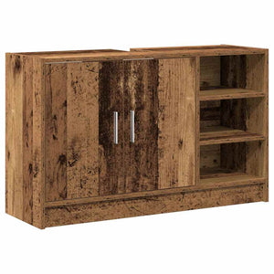 vidaXL Meuble de salle de bain avec porte, bois de récupération, 90 x 29 x 55 cm, bois d'ingénierie