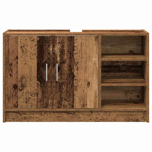 vidaXL Meuble de salle de bain avec porte, bois de récupération, 90 x 29 x 55 cm, bois d'ingénierie