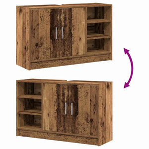 vidaXL Meuble de salle de bain avec porte, bois de récupération, 90 x 29 x 55 cm, bois d'ingénierie