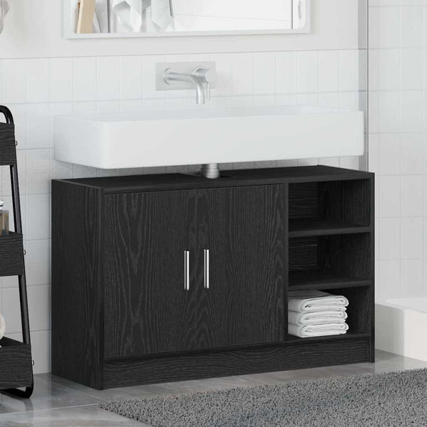 Badezimmerschrank Schwarz Eiche 90x29x55 cm