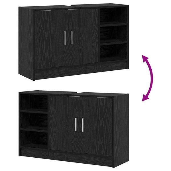 Badezimmerschrank Schwarz Eiche 90x29x55 cm