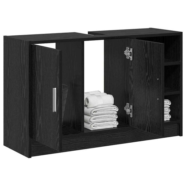 Badezimmerschrank Schwarz Eiche 90x29x55 cm