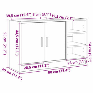 Badezimmerschrank Schwarz Eiche 90x29x55 cm
