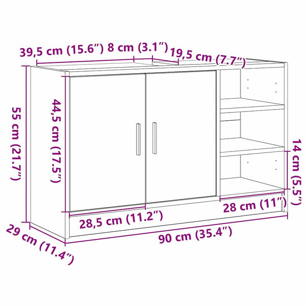 Badezimmerschrank Schwarz Eiche 90x29x55 cm