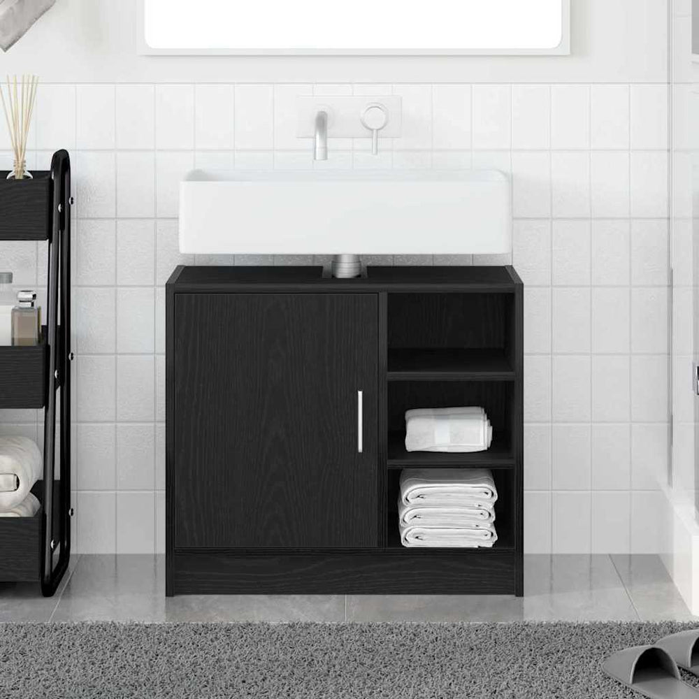 Badschrank Schwarz Eichen-Optik 63 cm