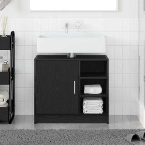 Badschrank Schwarz Eichen-Optik 63 cm
