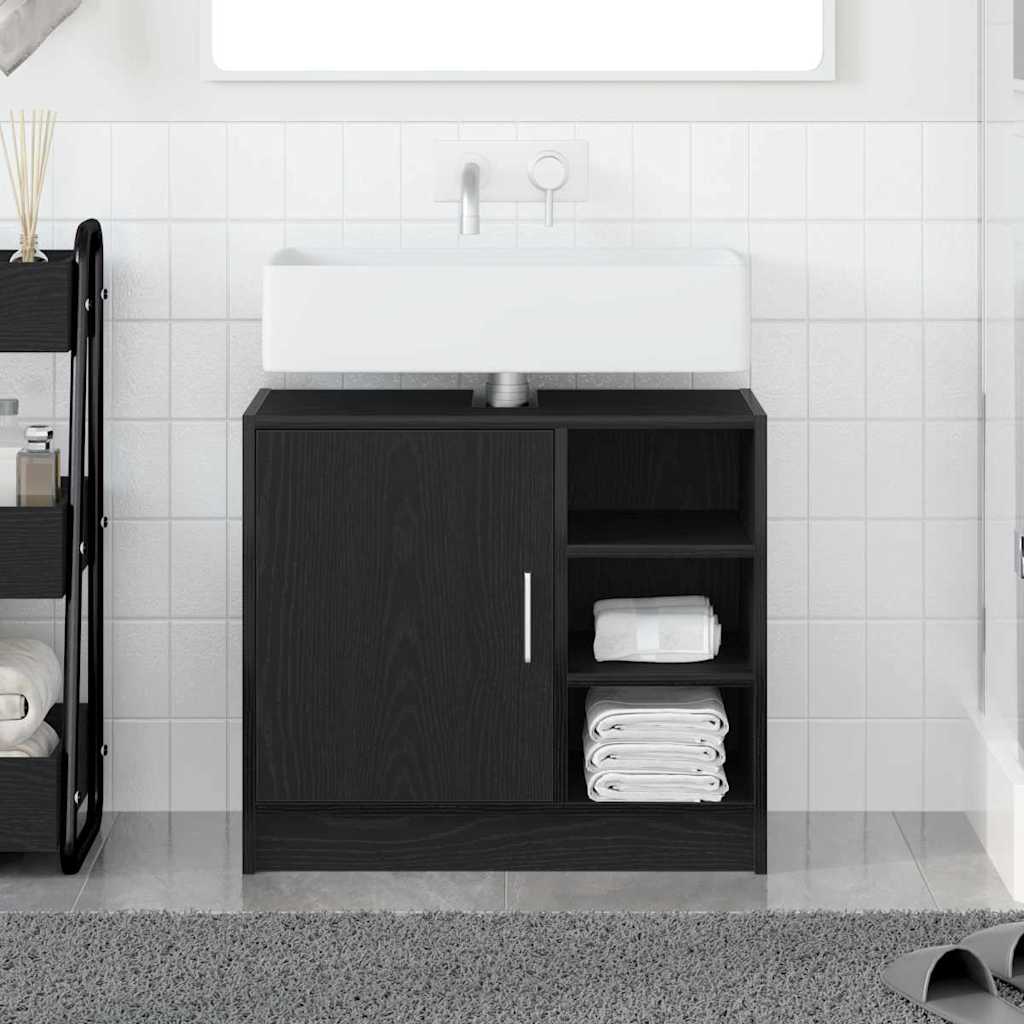 Badschrank Schwarz Eichen-Optik 63 cm