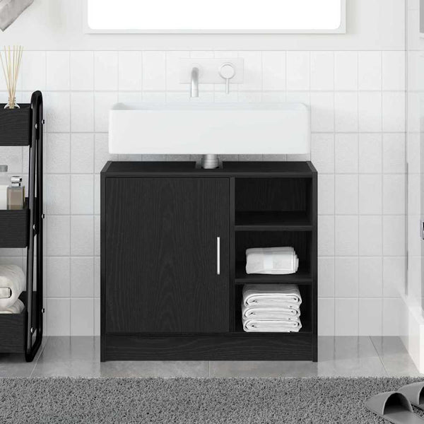 Badschrank Schwarz Eichen-Optik 63 cm