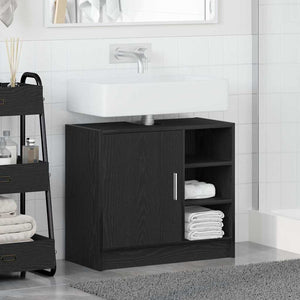 Badschrank Schwarz Eichen-Optik 63 cm