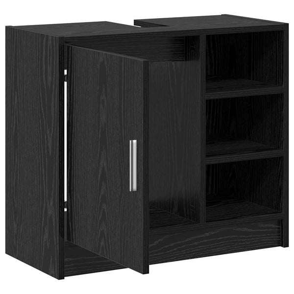 Badschrank Schwarz Eichen-Optik 63 cm