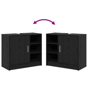 Badschrank Schwarz Eichen-Optik 63 cm