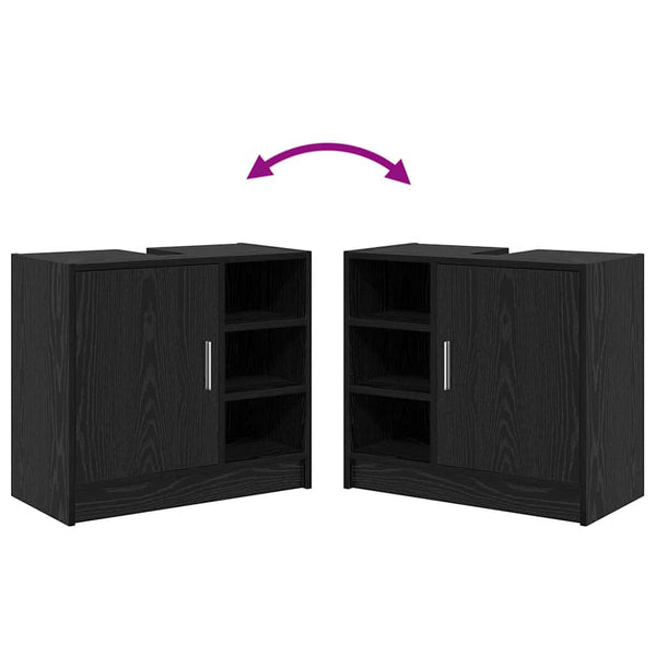 Badschrank Schwarz Eichen-Optik 63 cm
