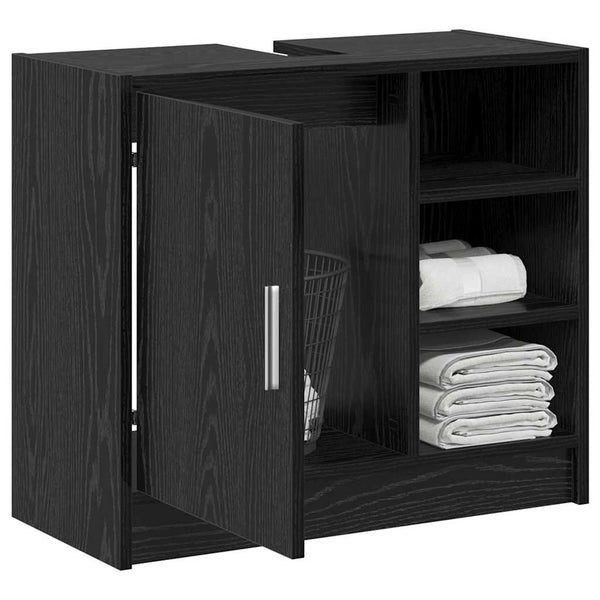 Badschrank Schwarz Eichen-Optik 63 cm