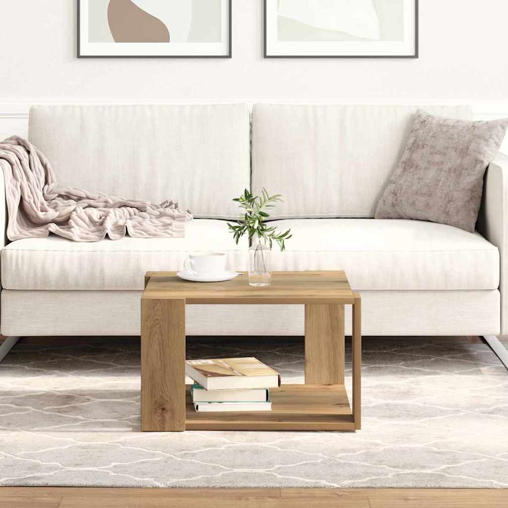 vidaXL Table basse chêne artisan 51,5 x 51,5 x 30 cm bois d'ingénierie