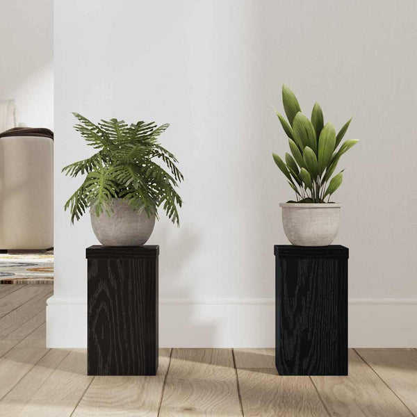 Pflanzenständer 2er Set Schwarz Eiche 18cm