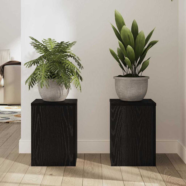 Pflanzenständer 2er-Set Schwarz Eiche 35cm