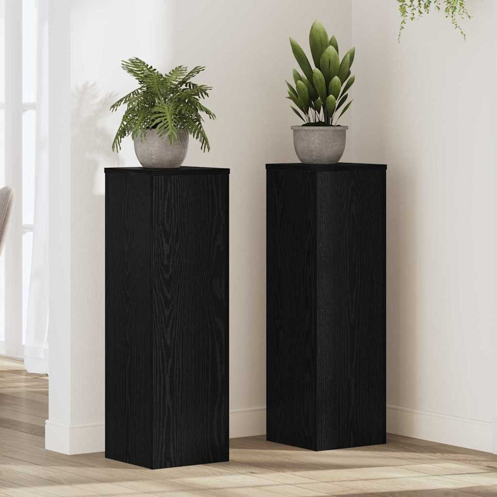 Pflanzenständer 2er-Set Schwarz Eichen-Optik 80cm