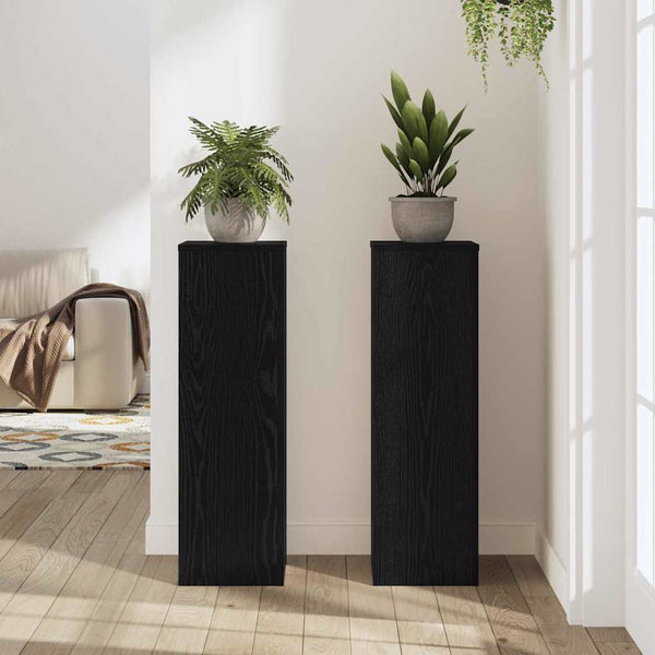 Pflanzenständer 2er-Set Schwarz Eichen-Optik 80cm