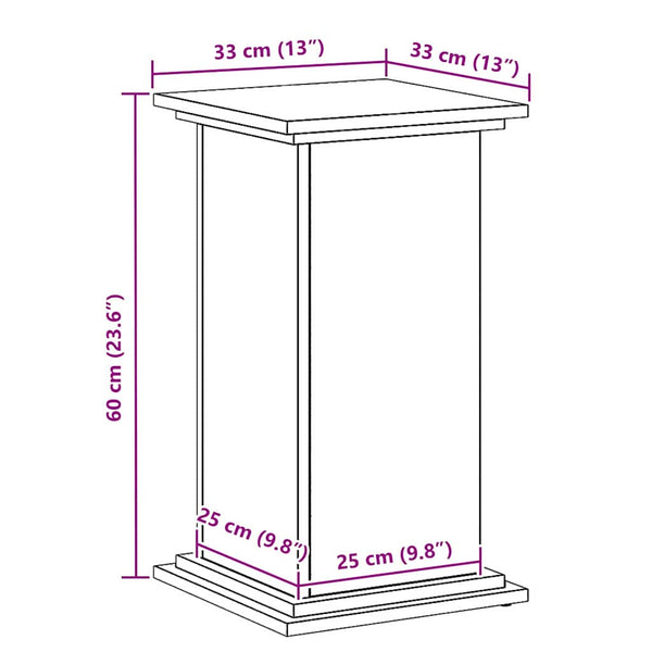 Pflanzenständer Schwarz Eichen-Optik 60cm