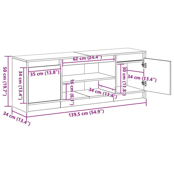 Schwarzes TV-Lowboard 139,5 cm