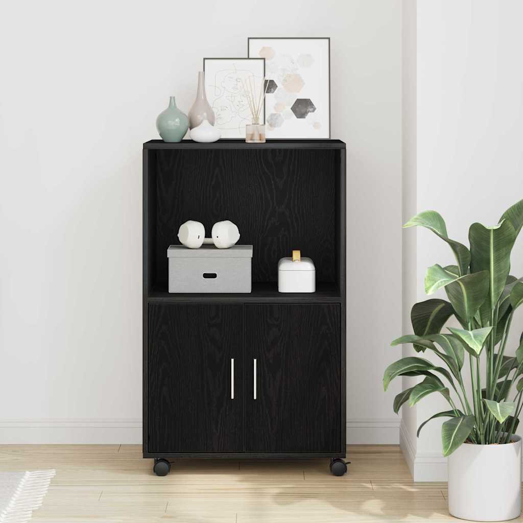 Schrank Schwarz Eichen-Optik 55x40x82 cm