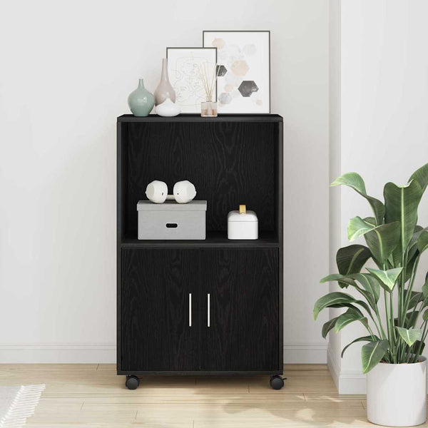 Schrank Schwarz Eichen-Optik 55x40x82 cm