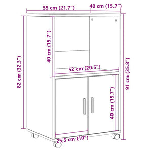 Schrank Schwarz Eichen-Optik 55x40x82 cm