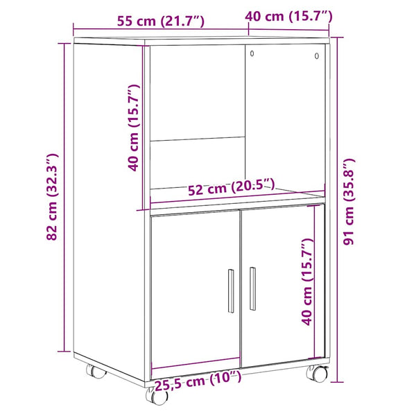 Schrank Schwarz Eichen-Optik 55x40x82 cm