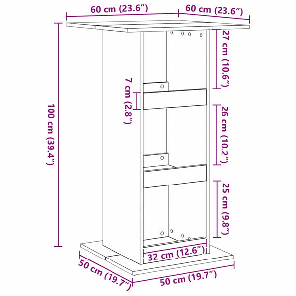 Bartisch Schwarz Eichenoptik 60x60 cm