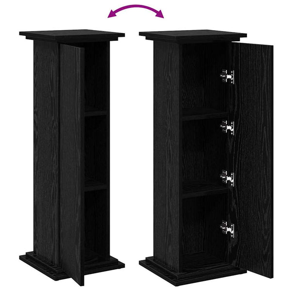 Pflanzenständer mit Regal, Schwarz Eiche, 90cm
