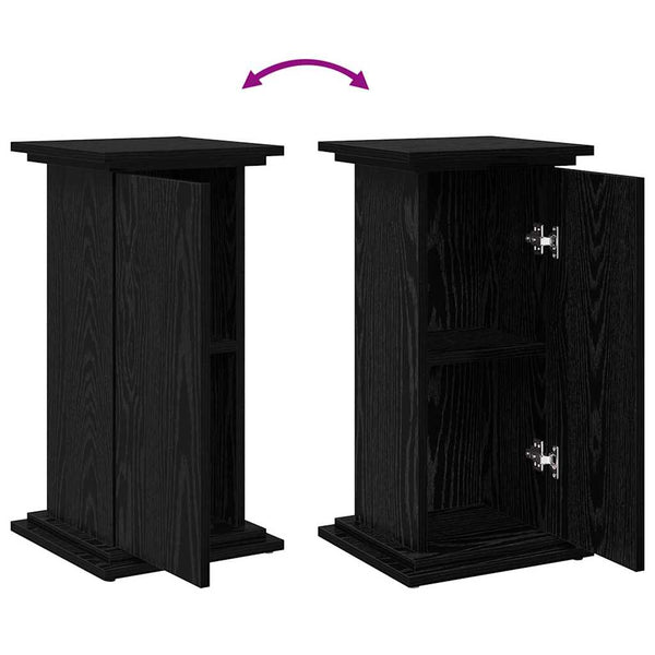 Pflanzenständer mit Regal, Schwarz/Eiche, 60cm