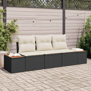 vidaXL Ensemble de canapés de jardin avec coussins 3 pcs Noir Résine tressée