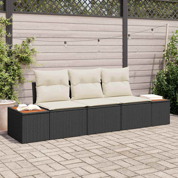 vidaXL Ensemble de canapés de jardin avec coussins 3 pcs Noir Résine tressée
