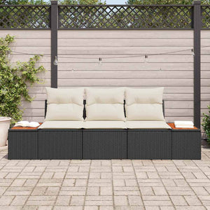 vidaXL Ensemble de canapés de jardin avec coussins 3 pcs Noir Résine tressée